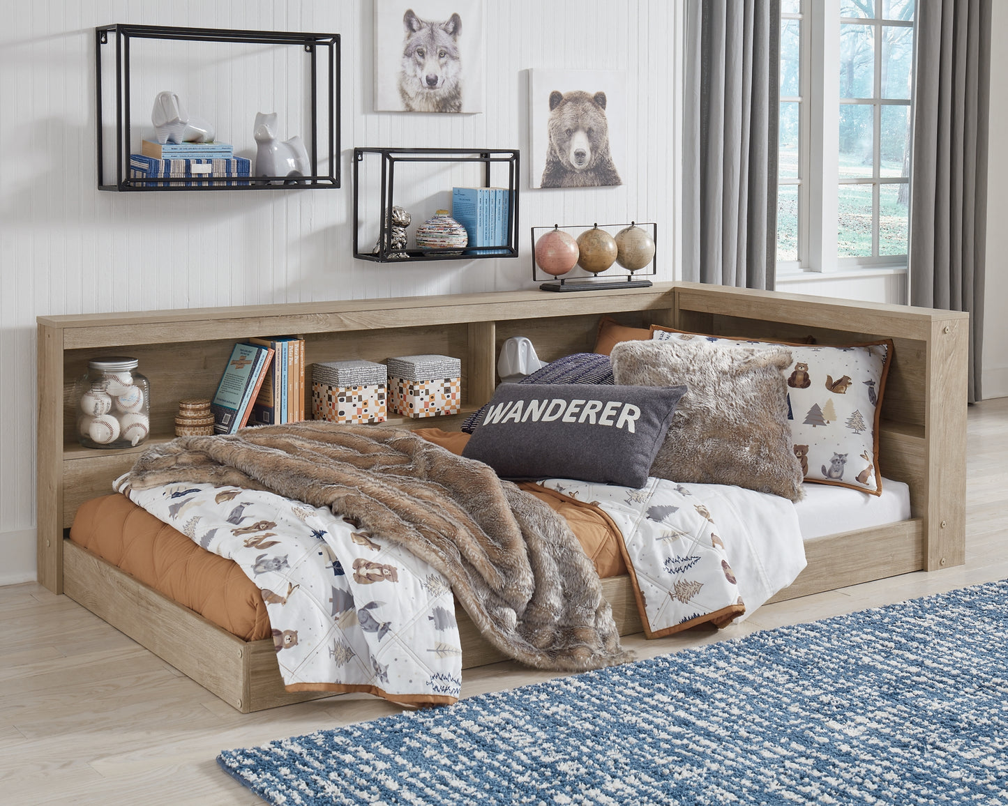 Oliah Bookcase Storage Bed