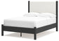Cadmori Full Upholstered Panel Bed with Mirrored Dresser and Chest