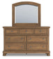 Feddinger Queen Panel Bed with Mirrored Dresser and Chest