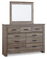 Zelen / Panel Headboard With Mirrored Dresser And Chest