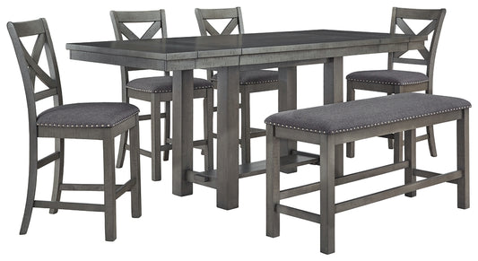 Myshanna Counter Height Dining Table and 4 Barstools and Bench