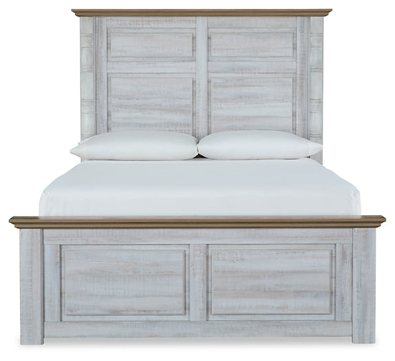 Haven Bay Queen Panel Bed with Mirrored Dresser and 2 Nightstands