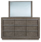 Anibecca King Upholstered Bed with Mirrored Dresser and 2 Nightstands