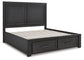 Foyland Queen Panel Storage Bed with Mirrored Dresser and 2 Nightstands