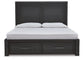 Foyland Queen Panel Storage Bed with Mirrored Dresser, Chest and 2 Nightstands