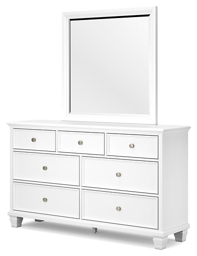 Fortman Queen Panel Bed with Mirrored Dresser and Nightstand