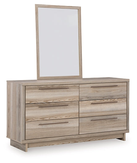 Hasbrick Queen Panel Bed with Mirrored Dresser